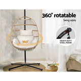Outdoor Chairs: Gardeon Outdoor Egg Swing Chair Wicker Rope Furniture Pod Stand Foldable Yellow