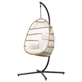 Outdoor Chairs: Gardeon Outdoor Egg Swing Chair Wicker Rope Furniture Pod Stand Foldable Yellow
