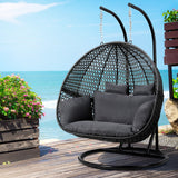 Outdoor Chairs: Gardeon Outdoor Egg Swing Chair Wicker Furniture Pod Stand Cushion 2 Seater Grey
