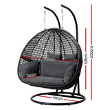 Outdoor Chairs: Gardeon Outdoor Egg Swing Chair Wicker Furniture Pod Stand Cushion 2 Seater Grey