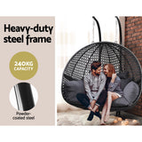 Outdoor Chairs: Gardeon Outdoor Egg Swing Chair Wicker Furniture Pod Stand Cushion 2 Seater Grey