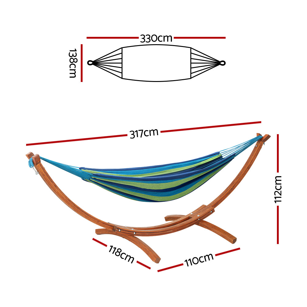 Hammocks & Accessories: Gardeon Hammock Bed Outdoor Camping Timber Hammock Wooden Stand