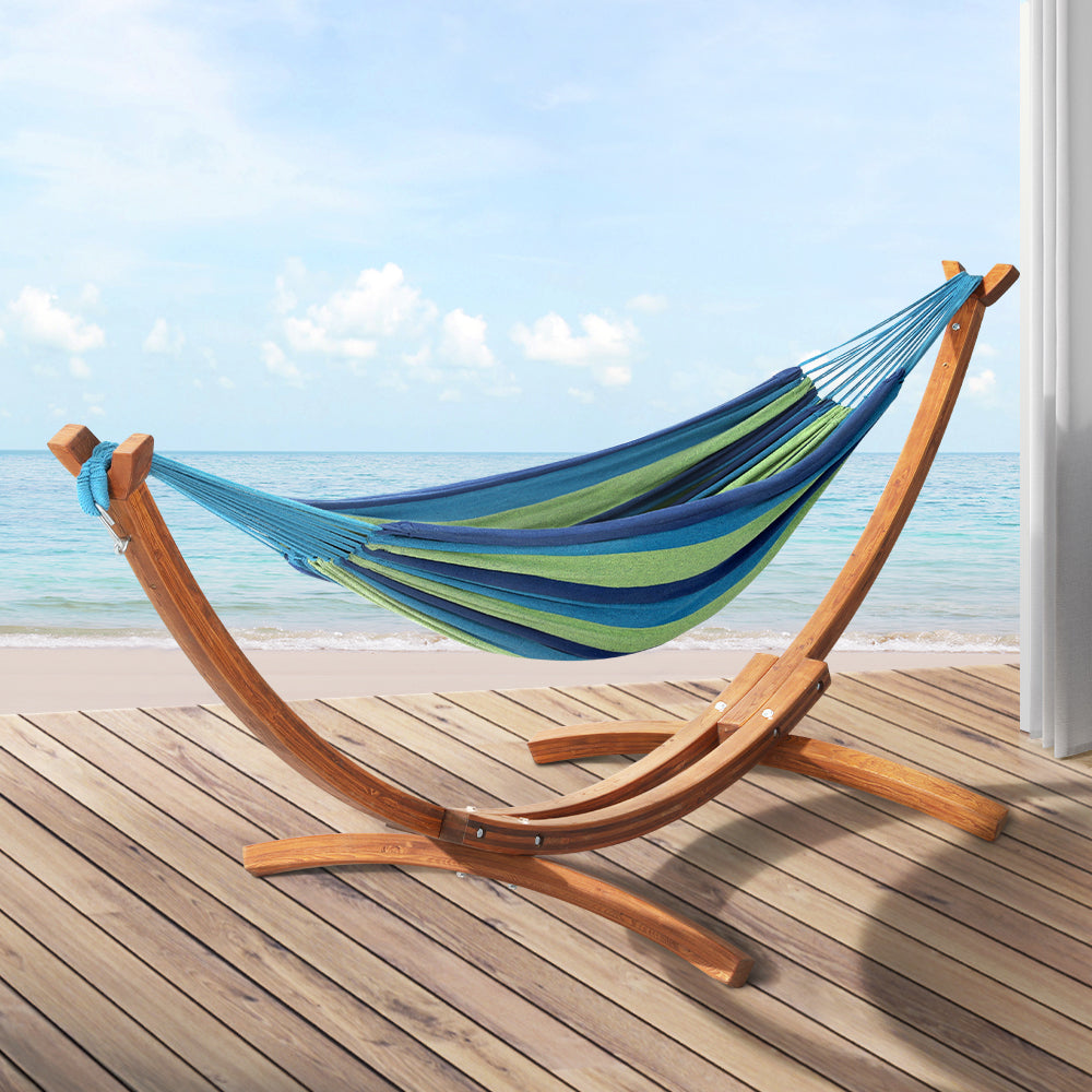 Hammocks & Accessories: Gardeon Hammock Bed Outdoor Camping Timber Hammock Wooden Stand