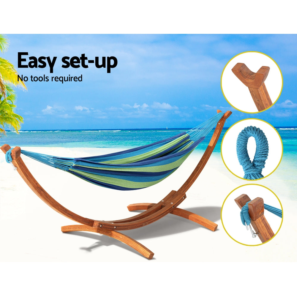Hammocks & Accessories: Gardeon Hammock Bed Outdoor Camping Timber Hammock Wooden Stand