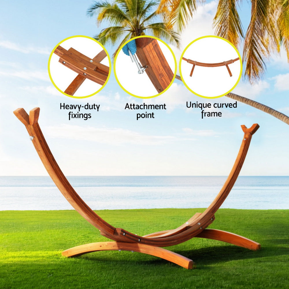 Hammocks & Accessories: Gardeon Hammock Bed Stand Larch Wood 315cm Length