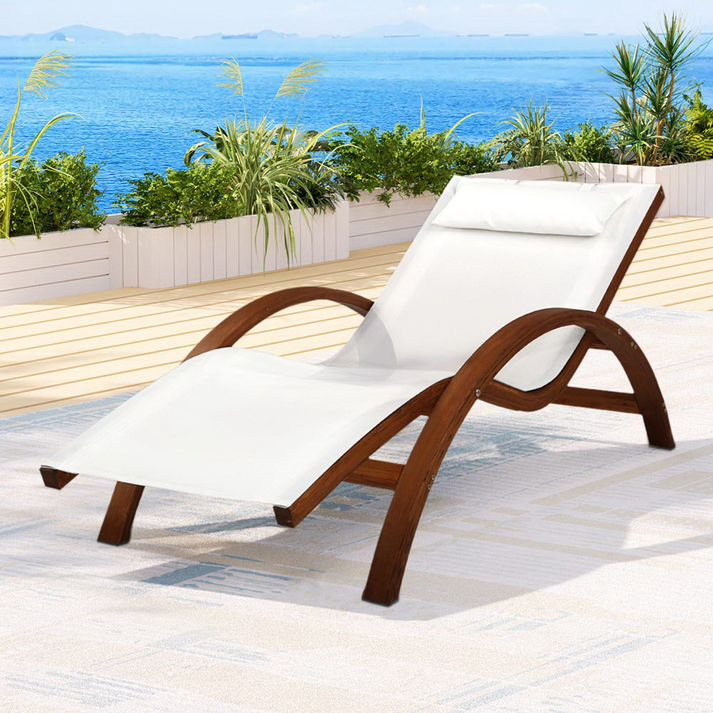 Outdoor Chairs: Gardeon Sun Lounge Outdoor Furniture Timber Armchair Wooden Stand