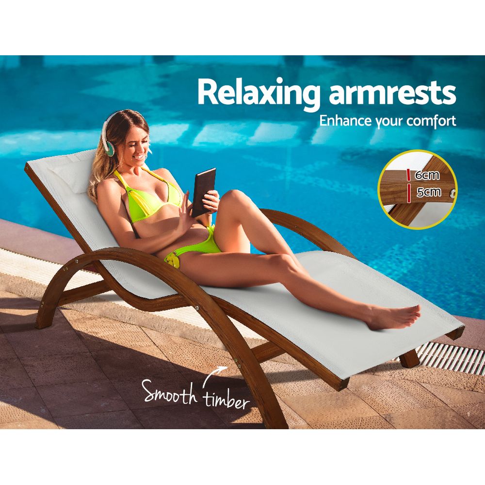 Outdoor Chairs: Gardeon Sun Lounge Outdoor Furniture Timber Armchair Wooden Stand