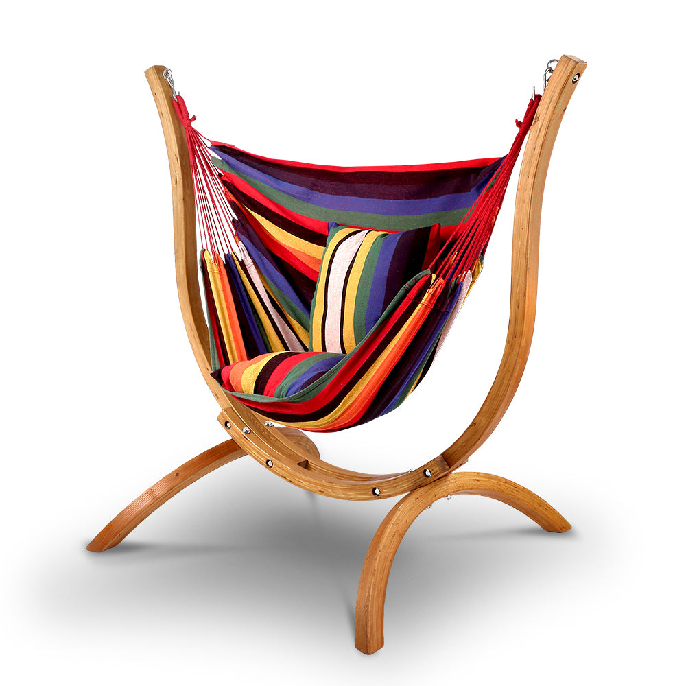 Outdoor Chairs: Gardeon Hammock Chair Timber Outdoor Furniture Camping with Wooden Stand