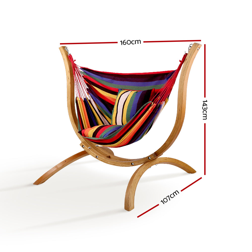 Outdoor Chairs: Gardeon Hammock Chair Timber Outdoor Furniture Camping with Wooden Stand