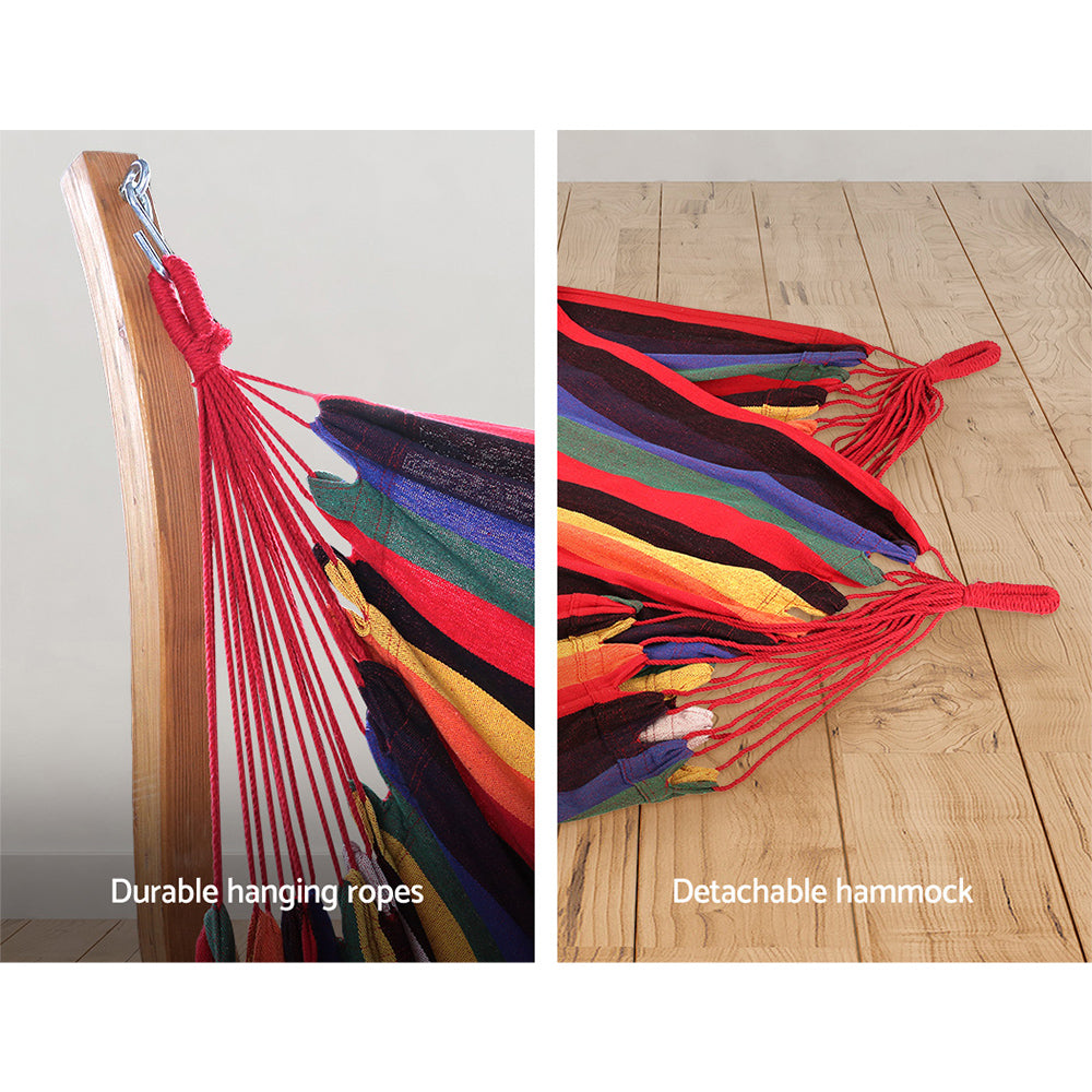 Outdoor Chairs: Gardeon Hammock Chair Timber Outdoor Furniture Camping with Wooden Stand