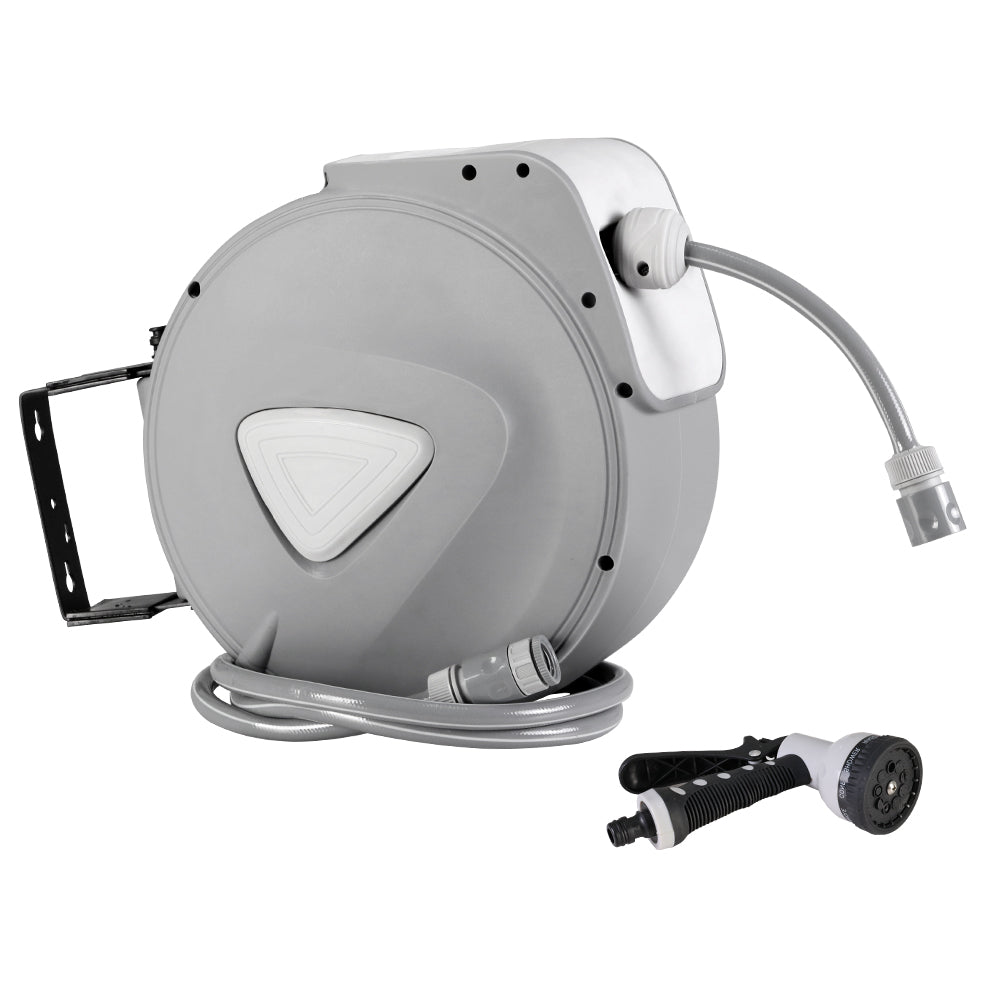 Garden Hoses: Water Hose Reel 10M Retractable Auto Rewind Garden Spray Gun