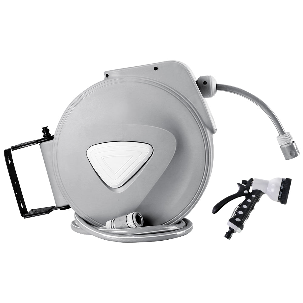 Garden Hoses: Water Hose Reel 10M Retractable Auto Rewind Garden Spray Gun