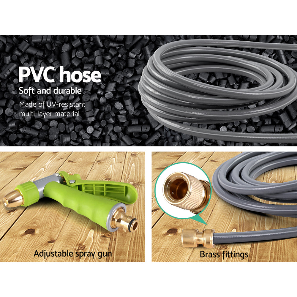 Garden Hoses: Water Hose Reel 20M Retractable Auto Rewind Garden Brass Spray Gun