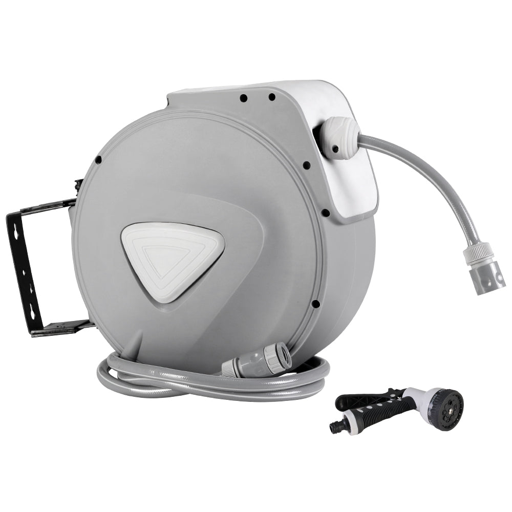 Garden Hoses: Water Hose Reel 20M Retractable Auto Rewind Spray Gun Garden