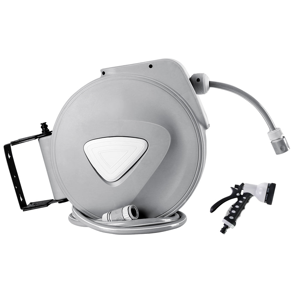 Garden Hoses: Water Hose Reel 20M Retractable Auto Rewind Spray Gun Garden
