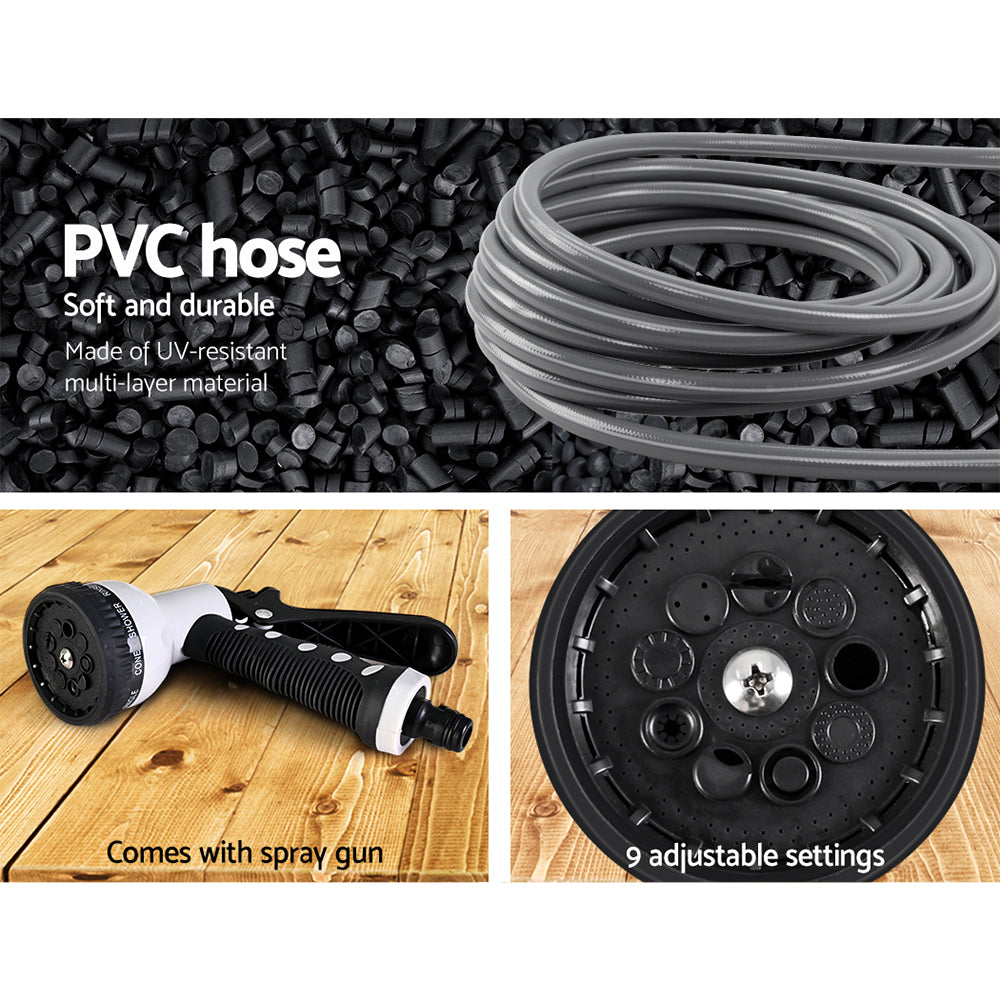 Garden Hoses: Water Hose Reel 20M Retractable Auto Rewind Spray Gun Garden