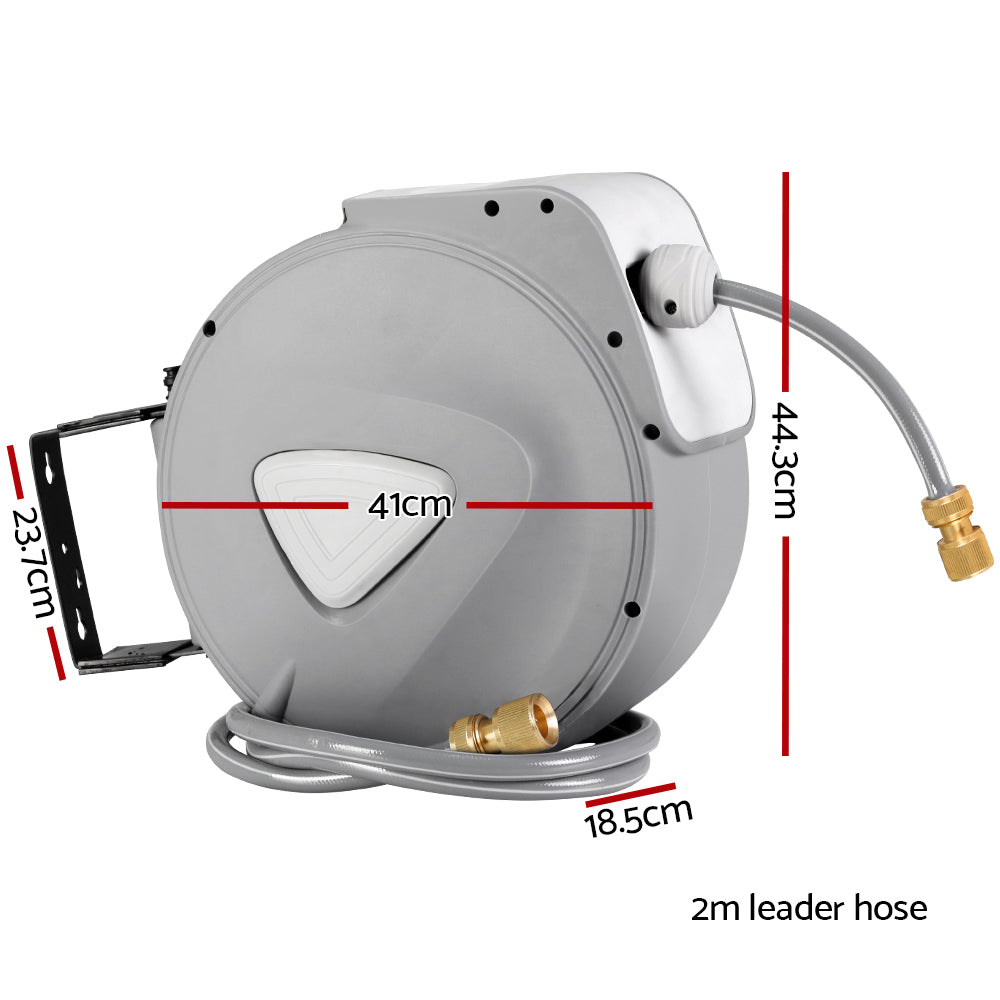 Garden Hoses: Water Hose Reel 30M Retractable Garden Auto Rewind Brass Spray Gun