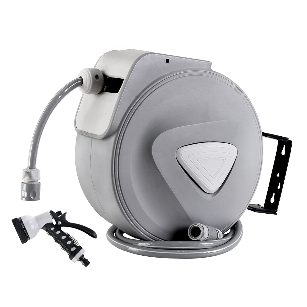 Garden Hoses: Water Hose Reel 30M Retractable Garden Auto Rewind Spray Gun