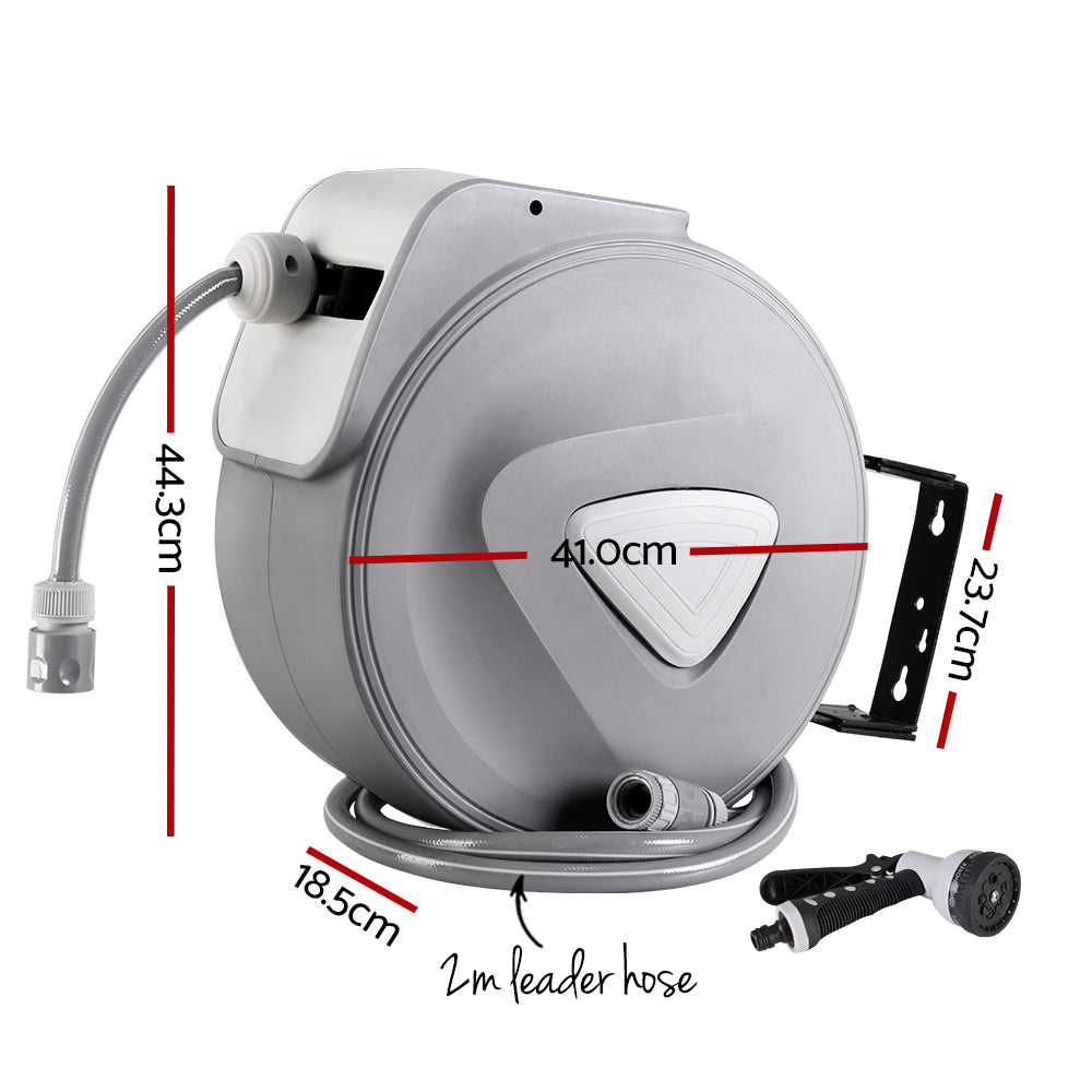 Garden Hoses: Water Hose Reel 30M Retractable Garden Auto Rewind Spray Gun