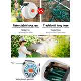 Green Fingers Water Hose Reel 20M Retractable Garden Spray Gun Auto Rewind