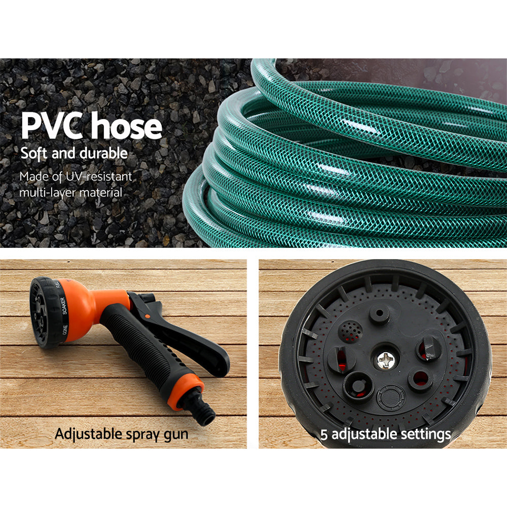Garden Hoses: Greenfingers Water Hose Reel 20M Retractable Garden Spray Gun Auto Rewind