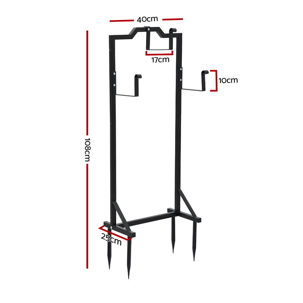 Garden Hoses: Green Fingers Garden Hose Holder Metal Portable Freestanding Hose Stand 4 Spikes Black