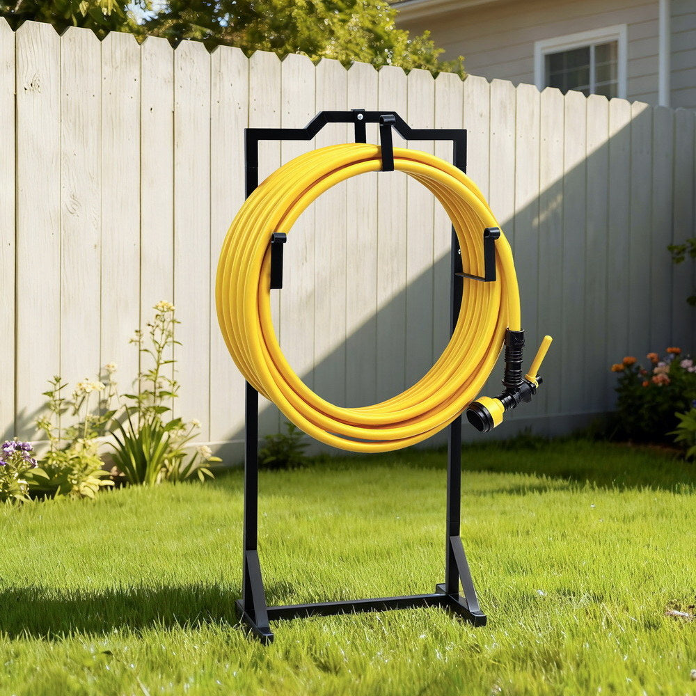 Garden Hoses: Green Fingers Garden Hose Holder Metal Portable Freestanding Hose Stand 4 Spikes Black