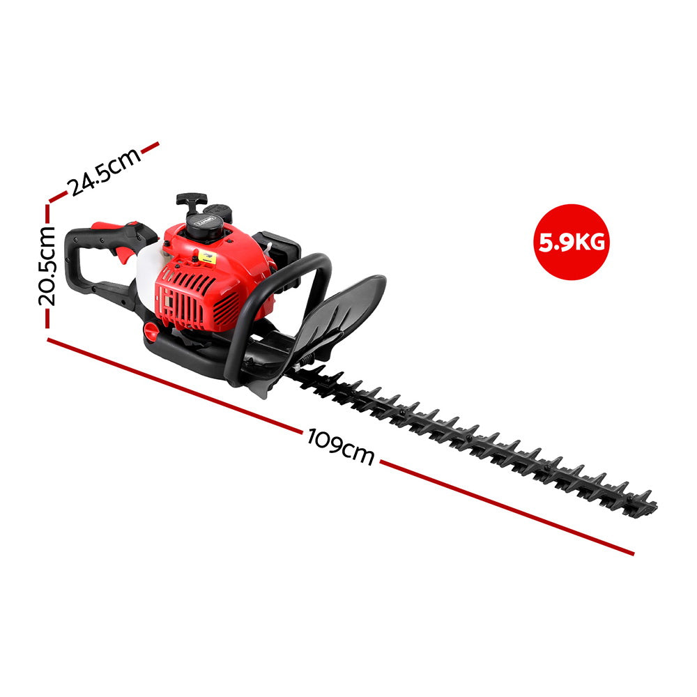 Chainsaws: Giantz 25.4CC Petrol Hedge Trimmer 24" Dual Blade Tree Grass Garden Tool