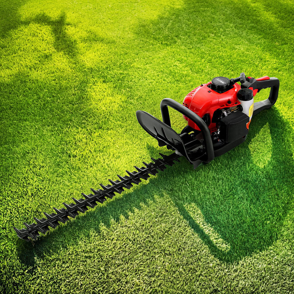 Chainsaws: Giantz 25.4CC Petrol Hedge Trimmer 24" Dual Blade Tree Grass Garden Tool