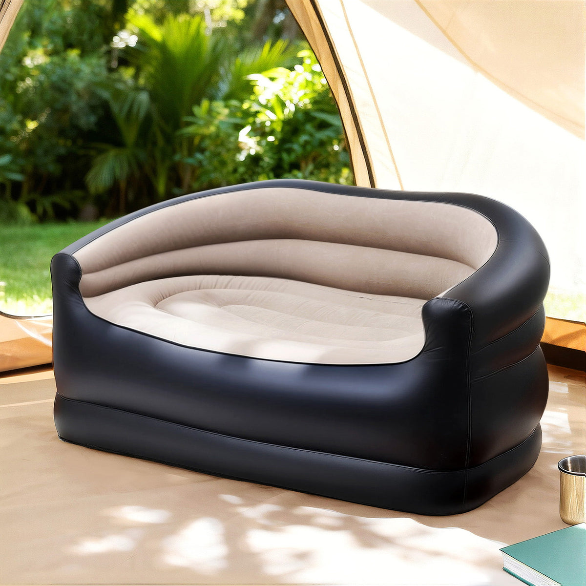 Gardeon Outdoor Air Sofa Inflatable Couch Two-Seater Lounge Chair with Pump Blow Up Couches for Camping