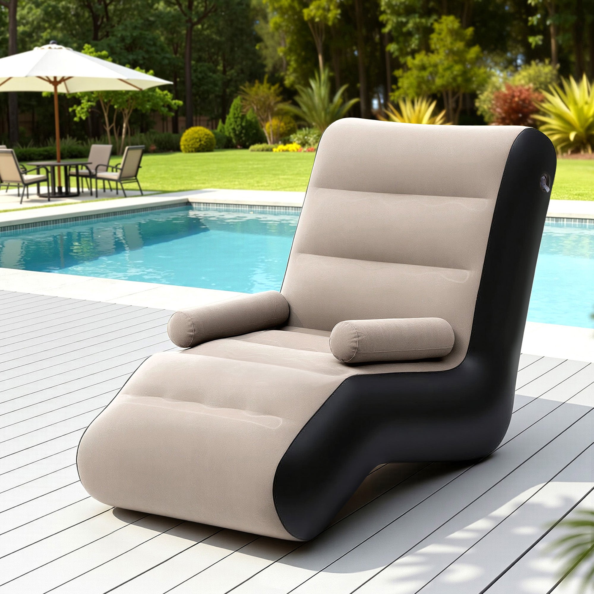 Outdoor Sofas & Lounge Sets: Gardeon Inflatable Chair Sun Lounger Blow Up Folding Air Chairs Sofa for Camping with Pump