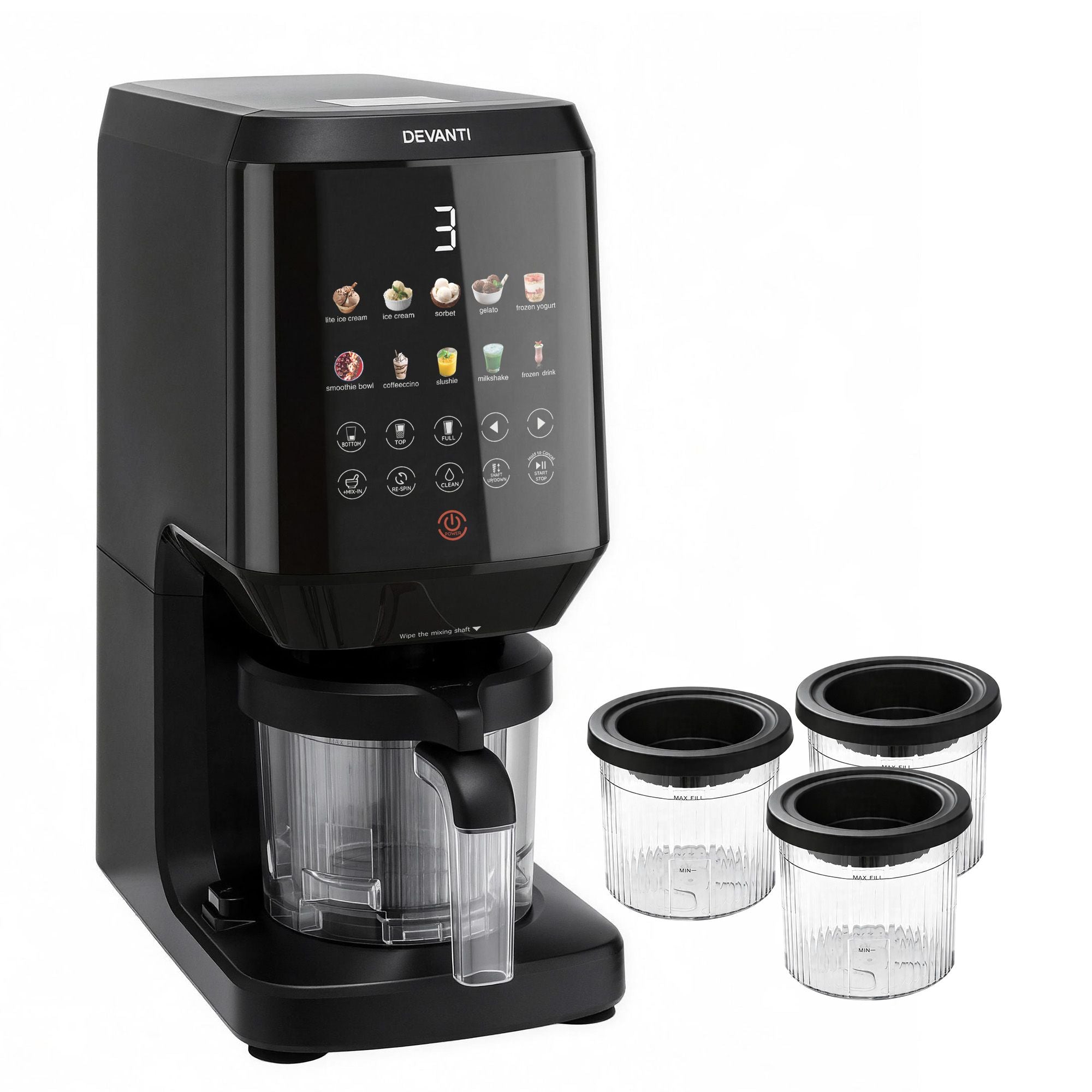 Devanti 10-in-1 Ice Cream Maker Machine Homemade Gelato Sorbet Smart Portion Control Custom Mix-Ins