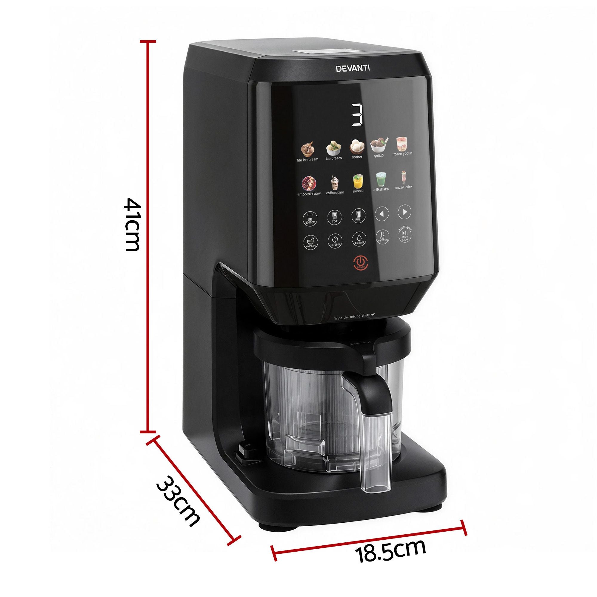 Devanti 10-in-1 Ice Cream Maker Machine Homemade Gelato Sorbet Smart Portion Control Custom Mix-Ins