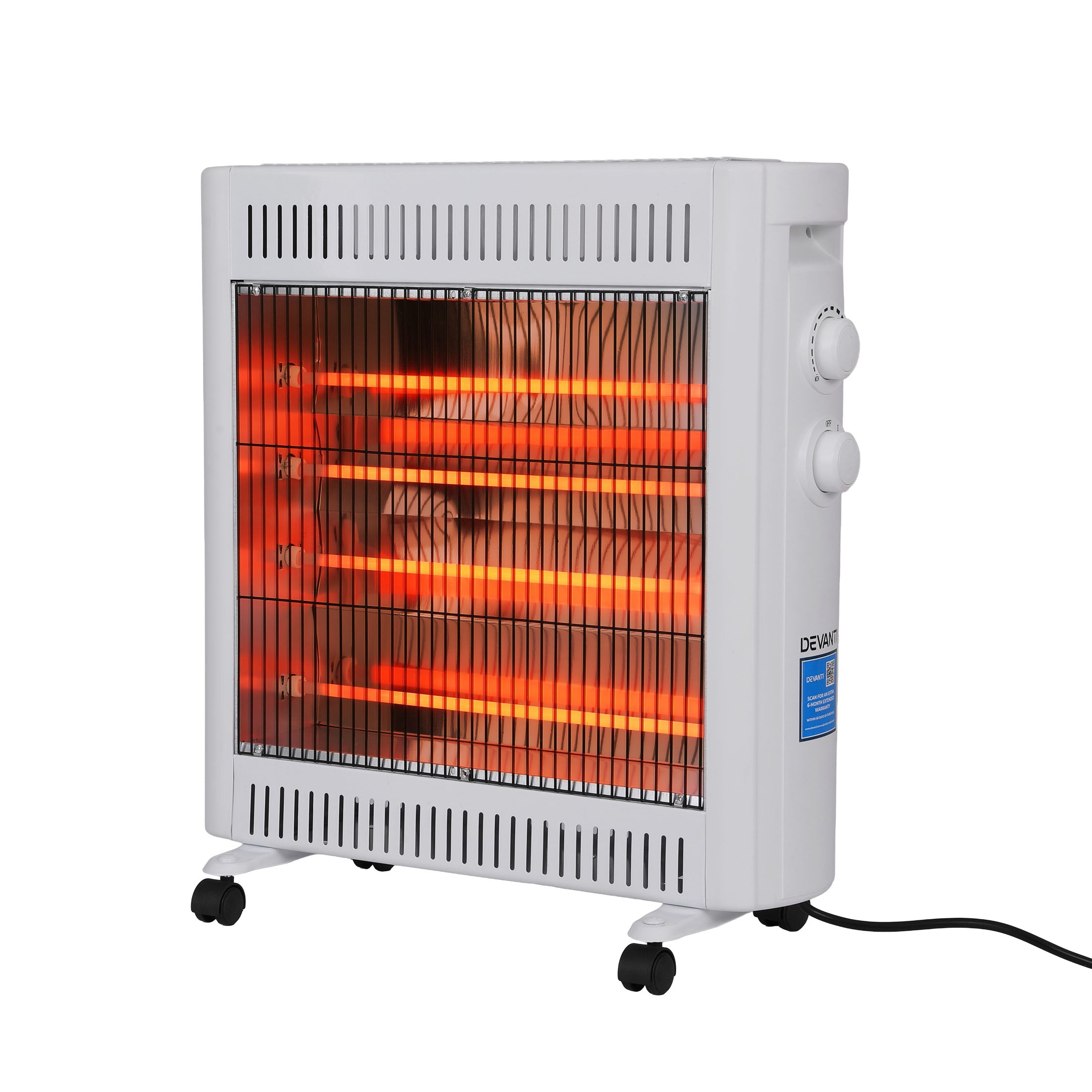 Patio Heaters: Devanti 2200W Infrared Radiant Heater Portable Electric Space Heating White