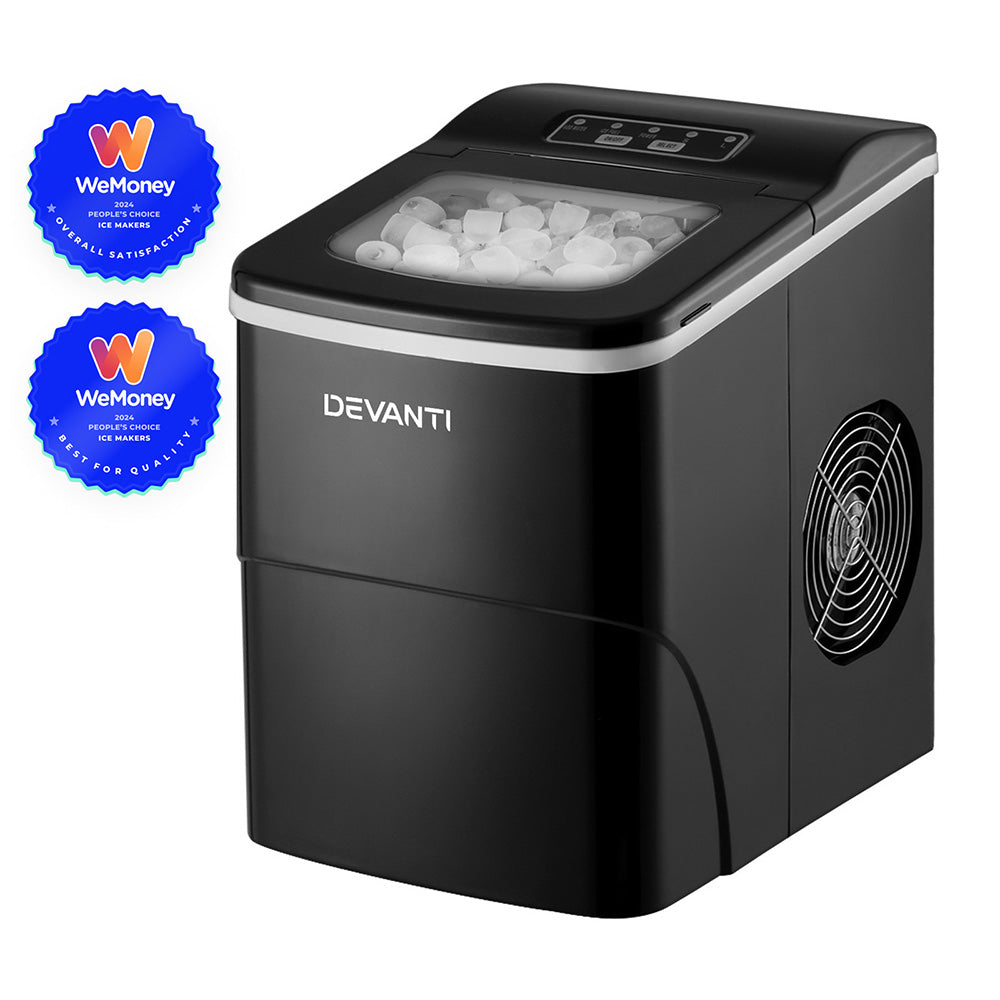 Ice Makers: DEVANTi Portable Ice Cube Maker Machine 2L Home Bar Benchtop Easy Quick Black