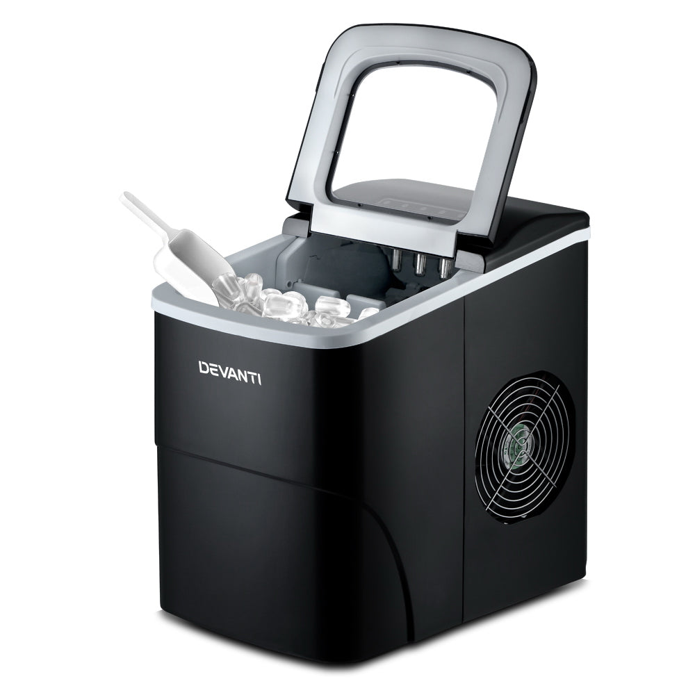 Ice Makers: DEVANTi Portable Ice Cube Maker Machine 2L Home Bar Benchtop Easy Quick Black