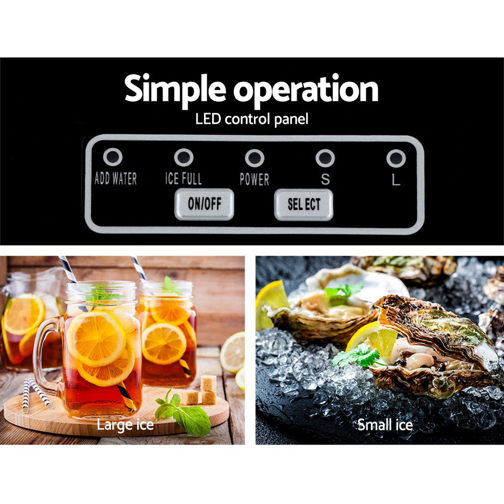 Ice Makers: DEVANTi Portable Ice Cube Maker Machine 2L Home Bar Benchtop Easy Quick Black
