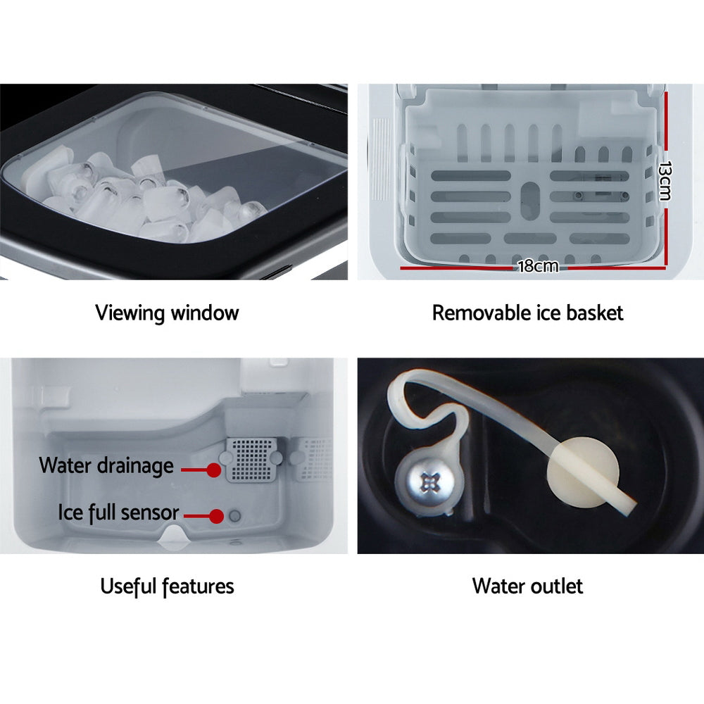 Ice Makers: DEVANTi Portable Ice Cube Maker Machine 2L Home Bar Benchtop Easy Quick Black