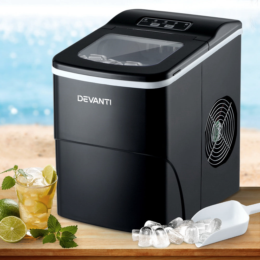 Ice Makers: DEVANTi Portable Ice Cube Maker Machine 2L Home Bar Benchtop Easy Quick Black