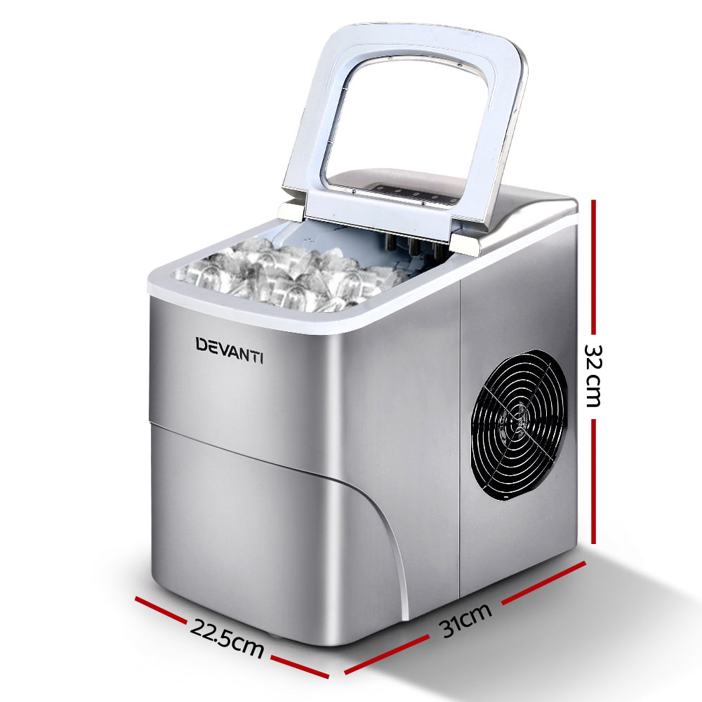 Ice Makers: Devanti Portable Ice Cube Maker - Silver
