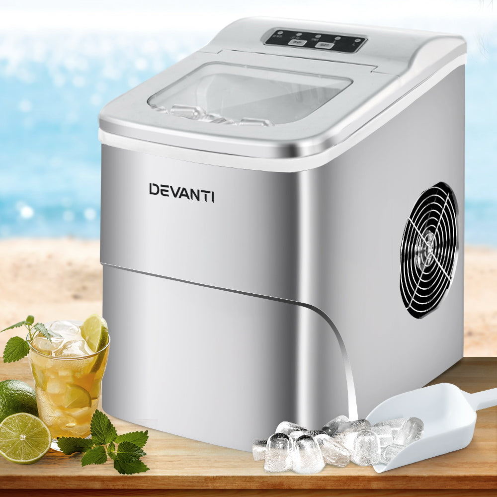 Ice Makers: Devanti Portable Ice Cube Maker - Silver