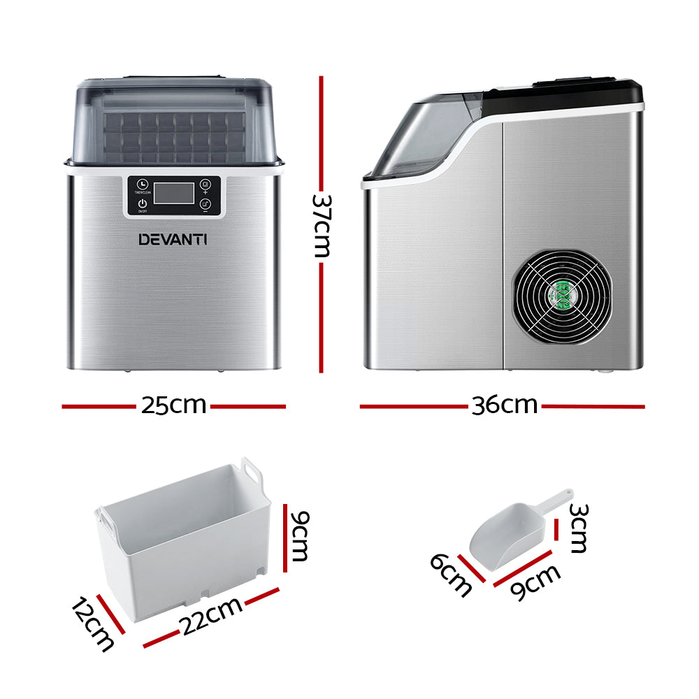 Ice Makers: Devanti Ice Maker Machine Commercial Portable Ice Cube Tray Countertop 3.2L