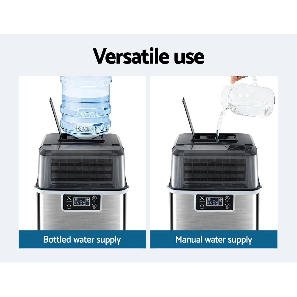 Ice Makers: Devanti Ice Maker Machine Commercial Portable Ice Cube Tray Countertop 3.2L
