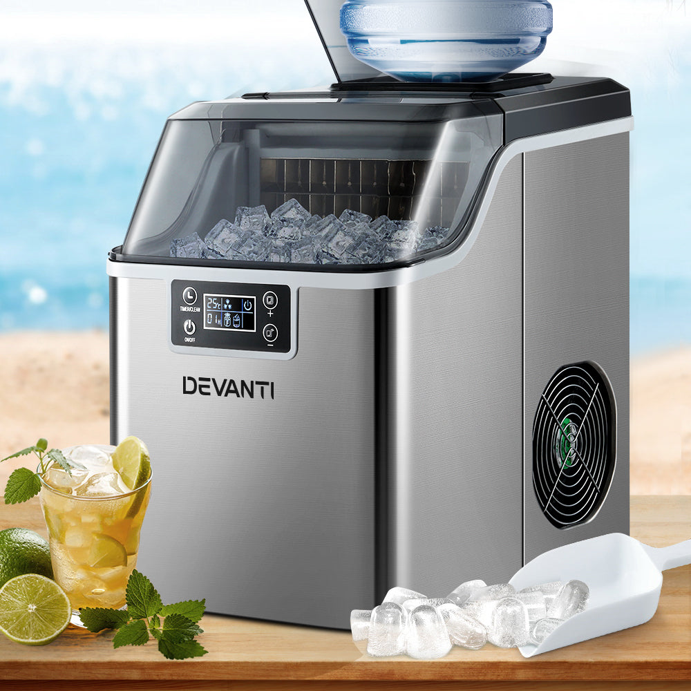 Ice Makers: Devanti Ice Maker Machine Commercial Portable Ice Cube Tray Countertop 3.2L