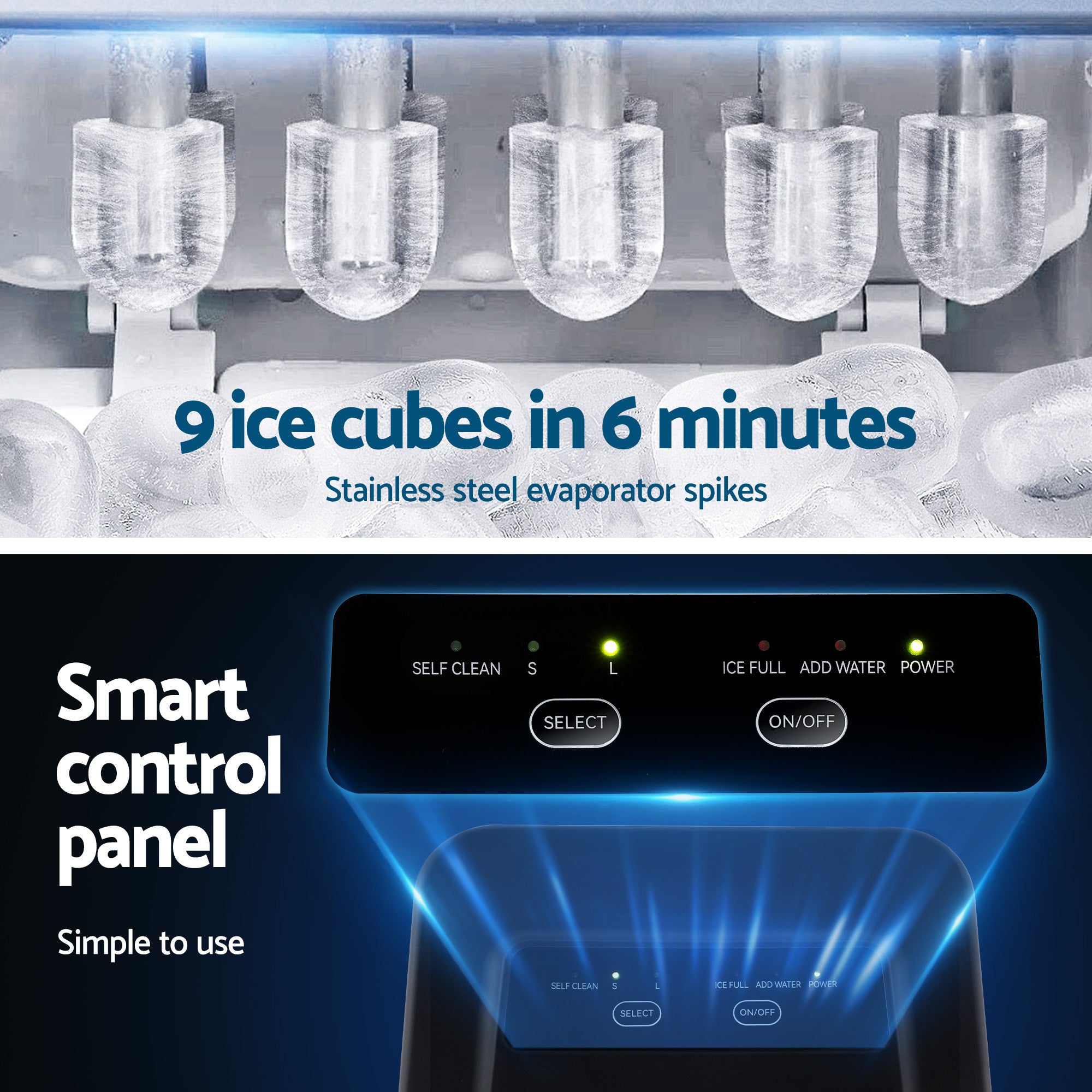 Ice Makers: Devanti Ice Maker Machine Portable 12kg Countertop w/Self Cleaning 1.2L Black