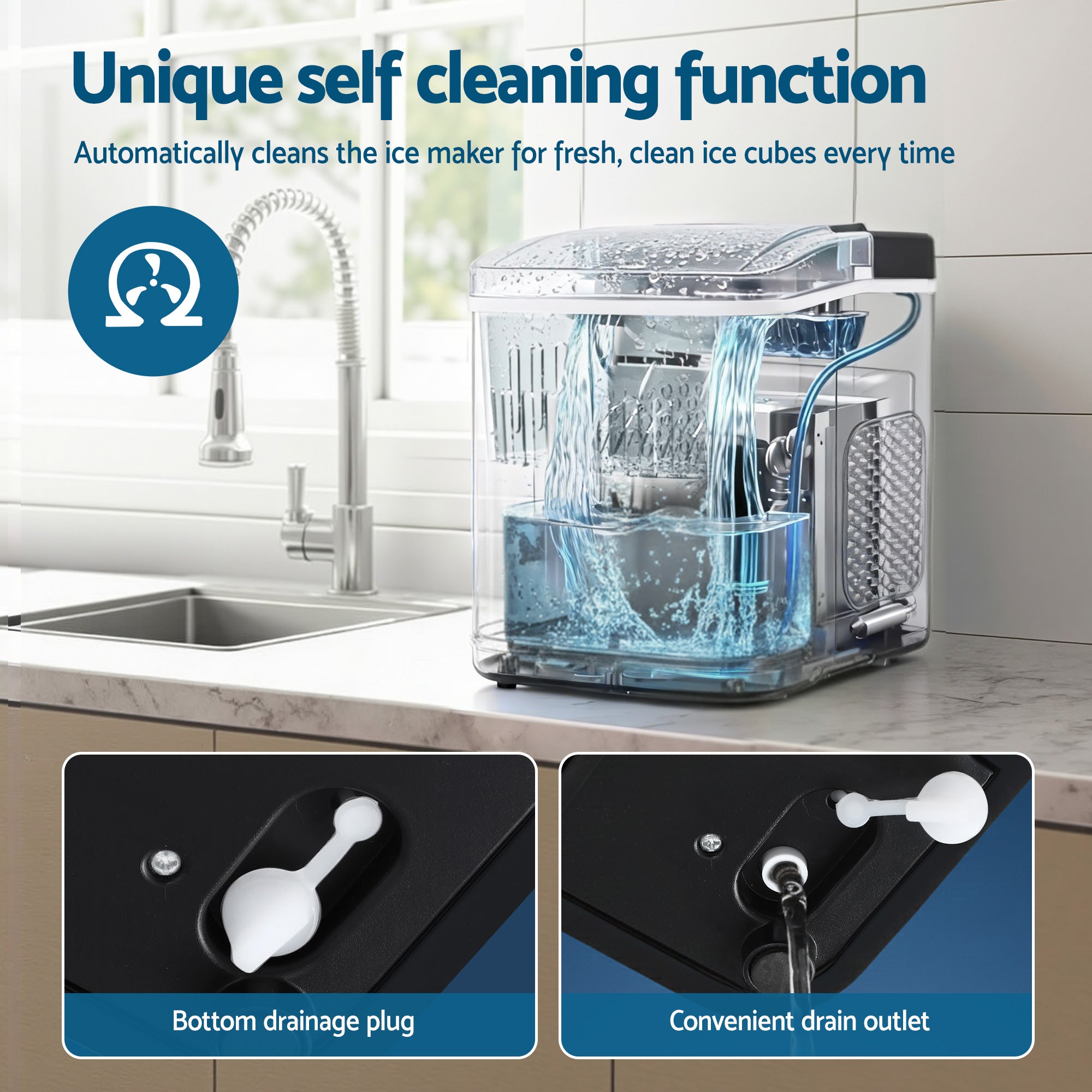 Ice Makers: Devanti Ice Maker Machine Portable 12kg Countertop w/Self Cleaning 1.2L Black