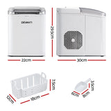 Ice Makers: Devanti Ice Maker Machine Portable 12kg Countertop w/Self Cleaning 1.2L White