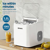 Ice Makers: Devanti Ice Maker Machine Portable 12kg Countertop w/Self Cleaning 1.2L White