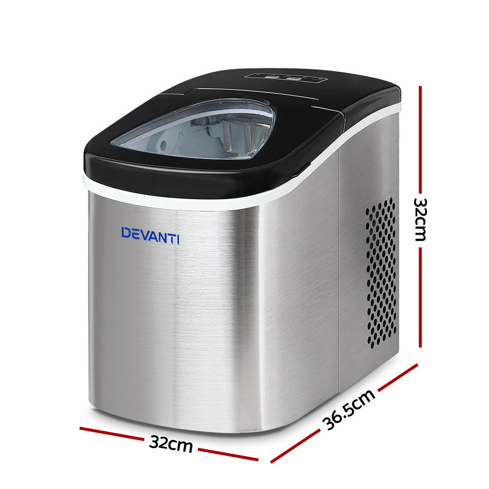 Ice Makers: Devanti 2.4L Stainless Steel Portable Ice Cube Maker