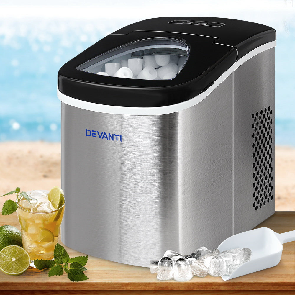 Ice Makers: Devanti 2.4L Stainless Steel Portable Ice Cube Maker